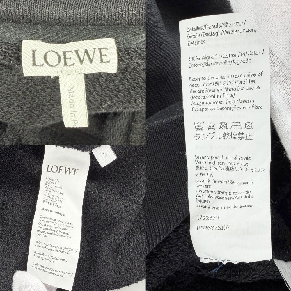 LOEWE ロエベ パーカー アナグラム プルオーバー トップス 服 アパレル フーディ S ブラック 黒 春 秋 コットン メンズ【中古品】