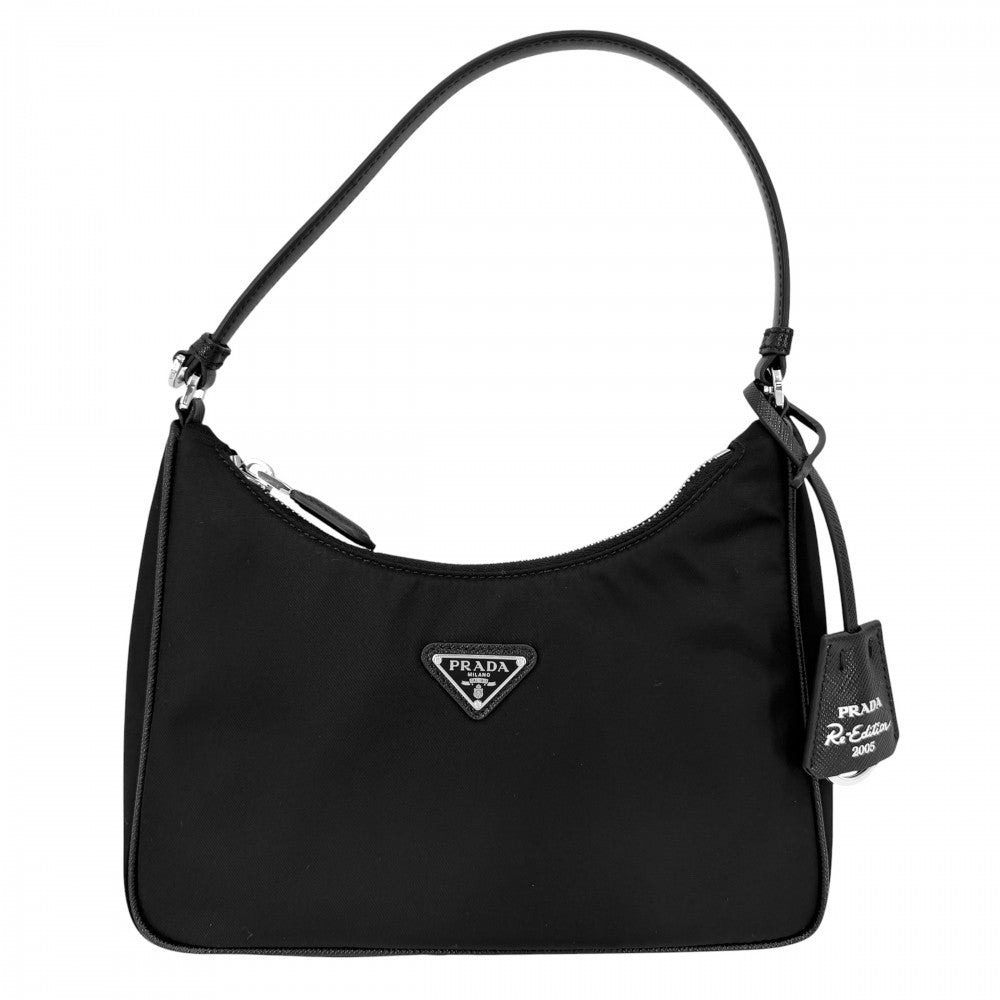 PRADA プラダ ハンドバッグ Re-Edition2005 Re-Nylon トライアングルロゴ 1N204M ナイロン ブラック 黒 シルバー金具 レディース【中古品】