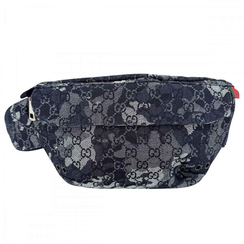 GUCCI グッチ ウエストバッグ ウエストポーチ ボディバッグ 851706 GGデニム ネイビー 紺 シルバー金具 メンズ【中古品】
