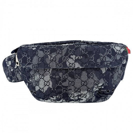 GUCCI グッチ ウエストバッグ ウエストポーチ ボディバッグ 851706 GGデニム ネイビー 紺 シルバー金具 メンズ【中古品】