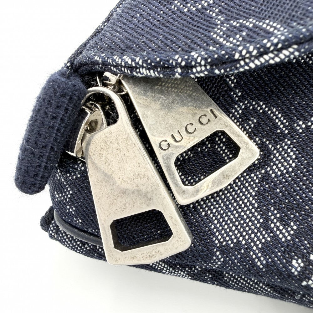 GUCCI グッチ ウエストバッグ ウエストポーチ ボディバッグ 851706 GGデニム ネイビー 紺 シルバー金具 メンズ【中古品】