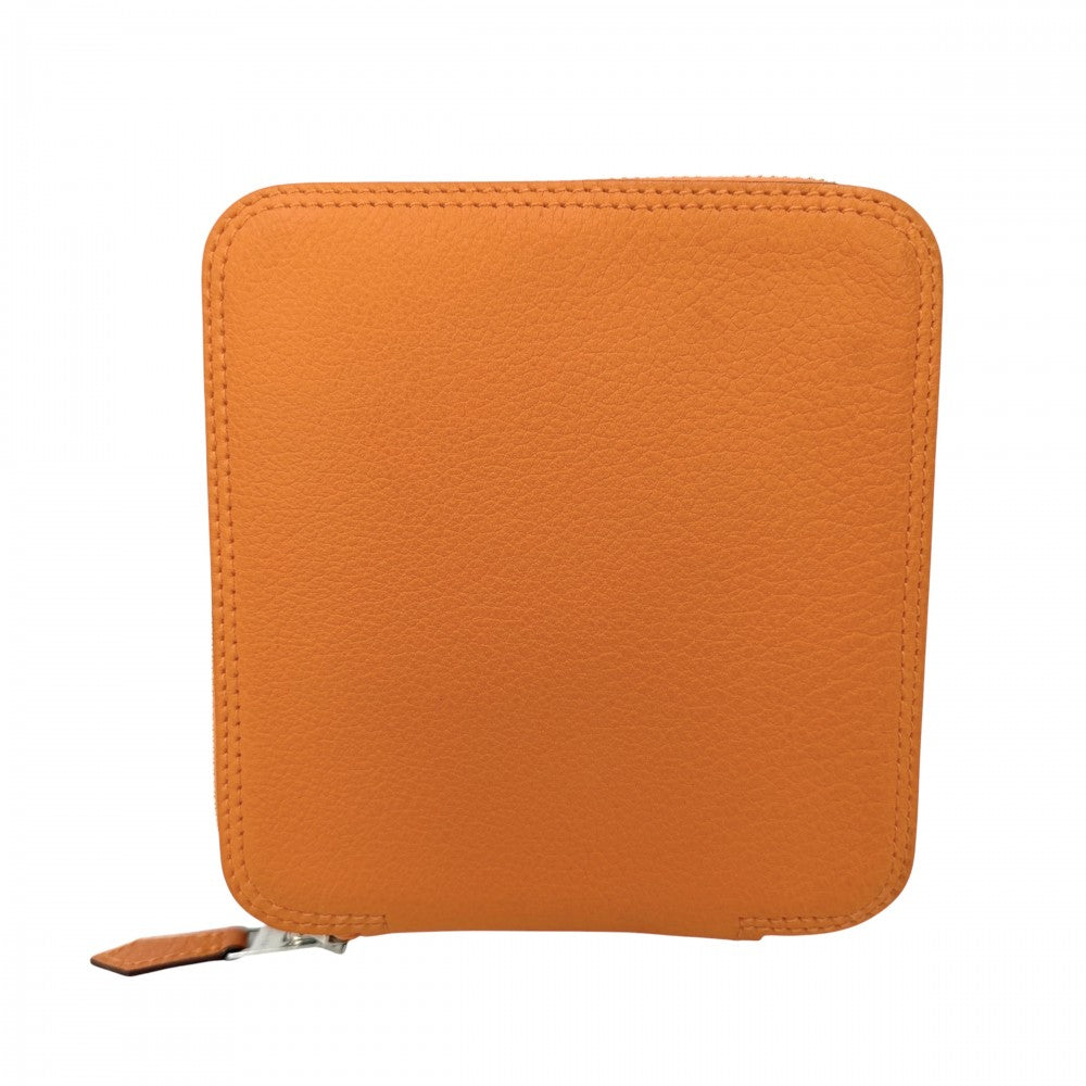 HERMES エルメス トートバッグ シルキーポップ エコバッグ 折りたたみバッグ BOVCLERIE D'ATTELAGE アトラージュのバックル シルク レザー オレンジ ブラウン 茶 シルバー金具 レディース【中古品】