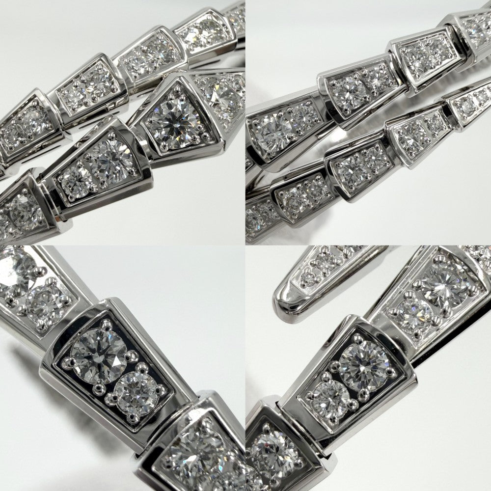 BVLGARI ブルガリ バングル セルペンティ ヴァイパー ブレスレット アクセサリー ジュエリー 18金WG Au750 16サイズ K18ホワイトゴールド ダイヤモンド3.64ct ユニセックス 約24.3g【中古品】