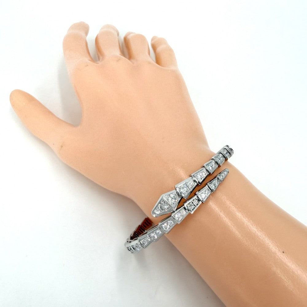 BVLGARI ブルガリ バングル セルペンティ ヴァイパー ブレスレット アクセサリー ジュエリー 18金WG Au750 16サイズ K18ホワイトゴールド ダイヤモンド3.64ct ユニセックス 約24.3g【中古品】