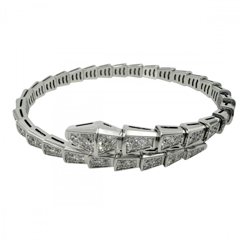 BVLGARI ブルガリ バングル セルペンティ ヴァイパー ブレスレット アクセサリー ジュエリー 18金WG Au750 16サイズ K18ホワイトゴールド ダイヤモンド3.64ct ユニセックス 約24.3g【中古品】