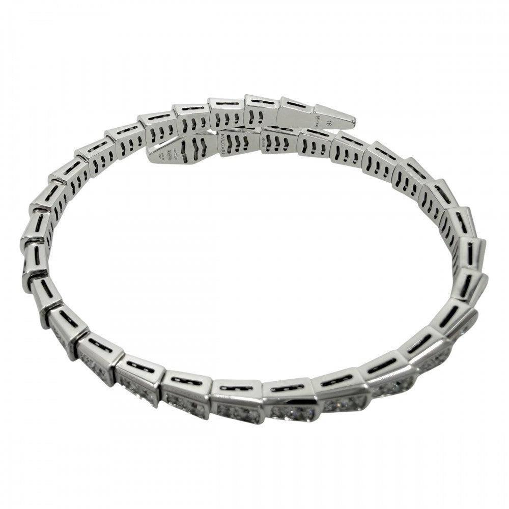BVLGARI ブルガリ バングル セルペンティ ヴァイパー ブレスレット アクセサリー ジュエリー 18金WG Au750 16サイズ K18ホワイトゴールド ダイヤモンド3.64ct ユニセックス 約24.3g【中古品】