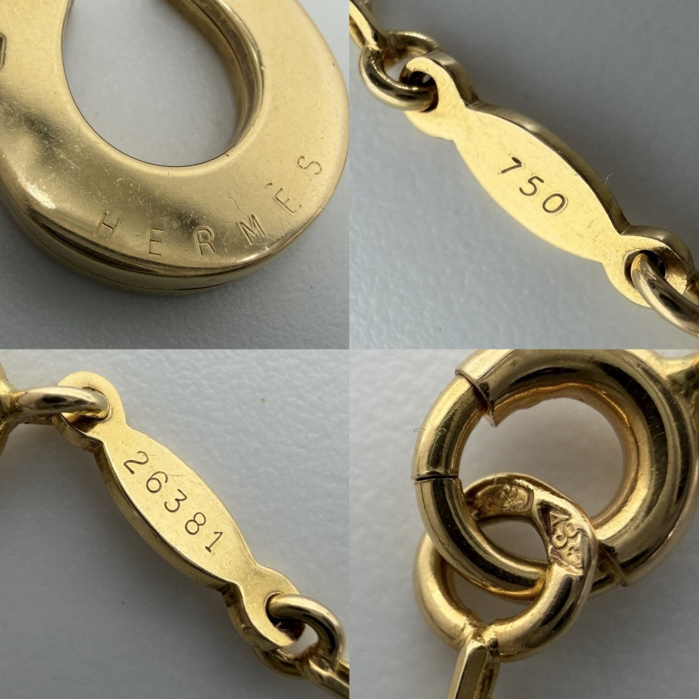 HERMES エルメス ネックレス ホースシュー アクセサリー ジュエリー 18金YG Au750 K18イエローゴールド ダイヤモンド レディース 約7.4g【中古品】