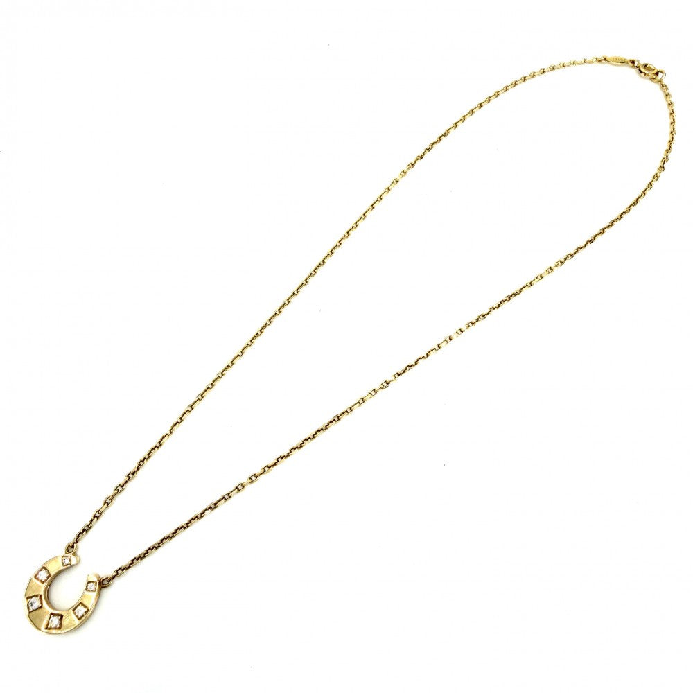 HERMES エルメス ネックレス ホースシュー アクセサリー ジュエリー 18金YG Au750 K18イエローゴールド ダイヤモンド レディース 約7.4g【中古品】