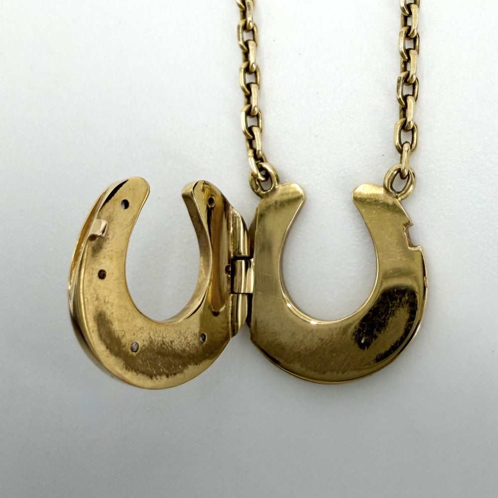 HERMES エルメス ネックレス ホースシュー アクセサリー ジュエリー 18金YG Au750 K18イエローゴールド ダイヤモンド レディース 約7.4g【中古品】