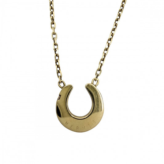 HERMES エルメス ネックレス ホースシュー アクセサリー ジュエリー 18金YG Au750 K18イエローゴールド ダイヤモンド レディース 約7.4g【中古品】