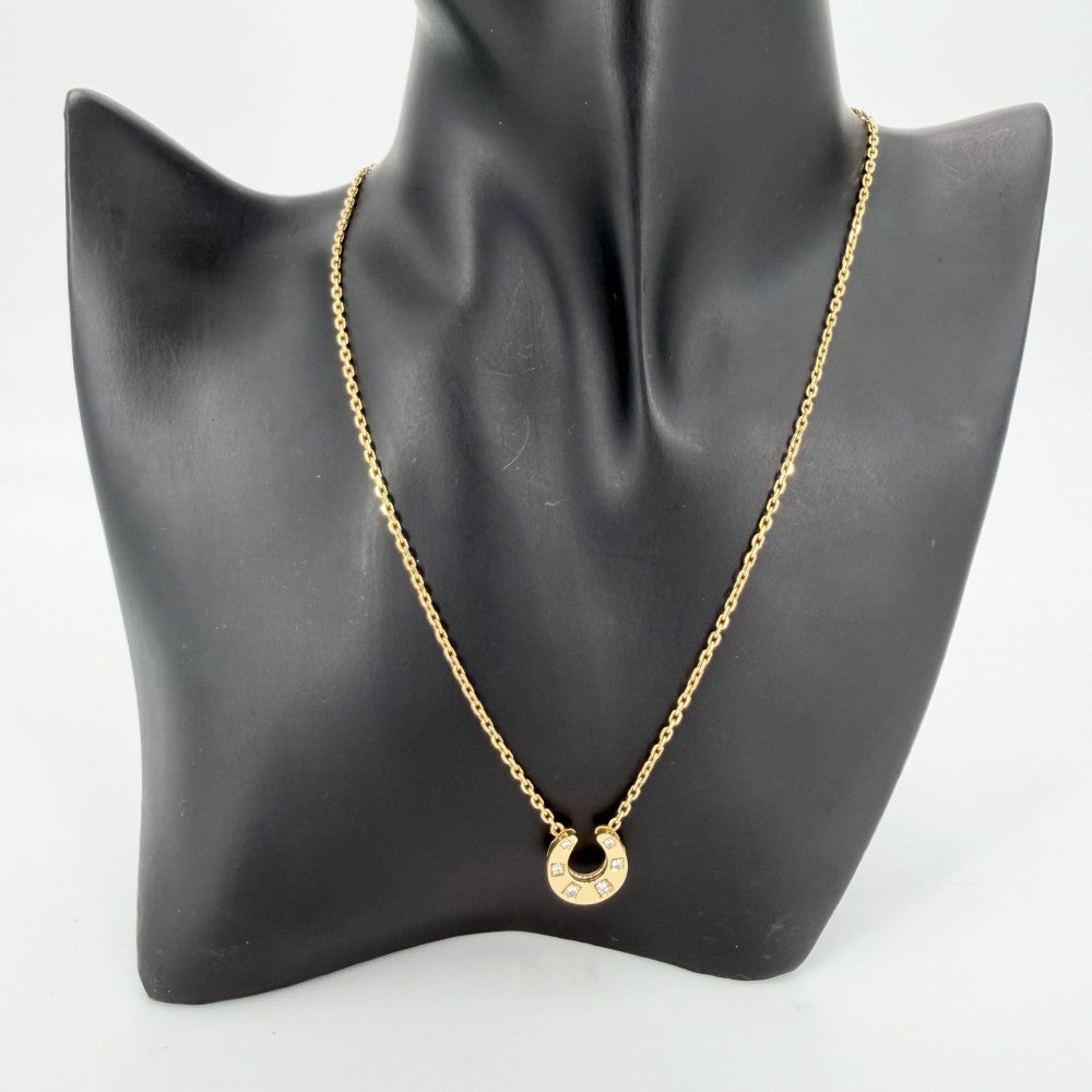 HERMES エルメス ネックレス ホースシュー アクセサリー ジュエリー 18金YG Au750 K18イエローゴールド ダイヤモンド レディース 約7.4g【中古品】