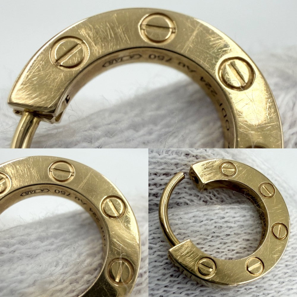 CARTIER カルティエ ピアス フープピアス ラブ シングル ビス 18金YG Au750 ジュエリー アクセサリー K18イエローゴールド レディース 約1.6g【中古品】