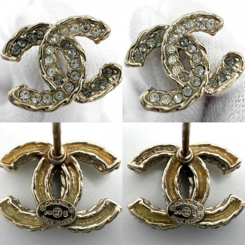 CHANEL シャネル ピアス ココマーク アクセサリー ラインストーン GP B13B ゴールド レディース 約3.5g 2013年【中古品】