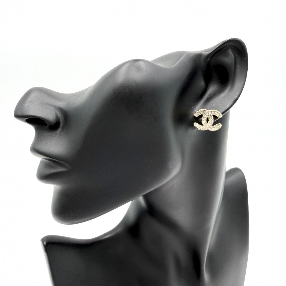 CHANEL シャネル ピアス ココマーク アクセサリー ラインストーン GP B13B ゴールド レディース 約3.5g 2013年【中古品】