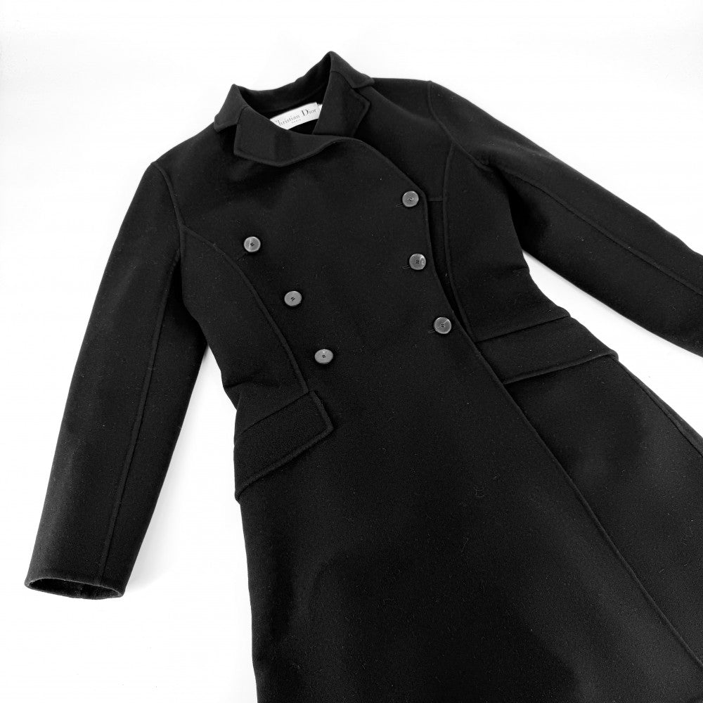 Christian Dior クリスチャンディオール アウター ダブルブレスト カシミヤコート ロングコート アパレル 服 40 ブラック 黒 冬 カシミヤ レディース【中古品】