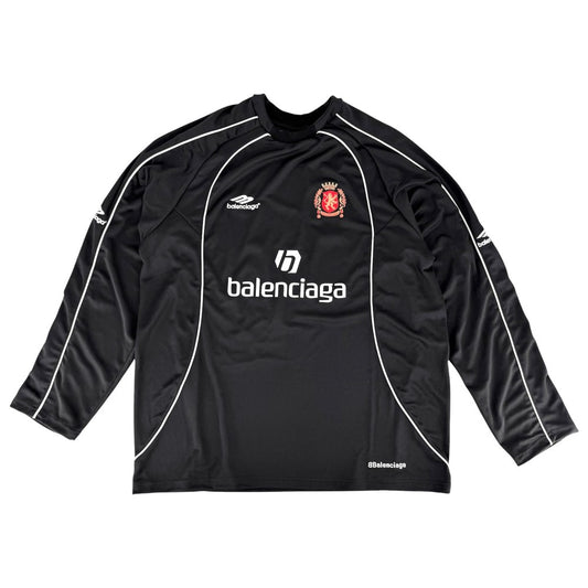 BALENCIAGA バレンシアガ 長袖Ｔシャツ メッシュテクニカルジャージー PARIS SOCCER トップス アパレル 服 L 778972 ブラック 黒 オールシーズン ポリエステル メンズ【中古品】