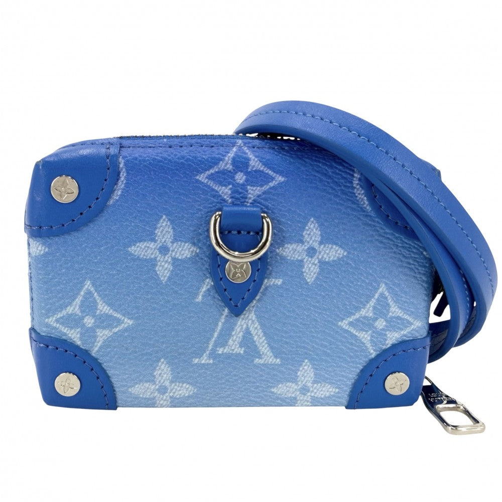 LOUIS VUITTON ルイヴィトン コインケース モノグラムクラウズ ソフトトランク ネックレスウォレット 小銭入れ 小物 M45440 ブルー 青 シルバー金具 メンズ【中古品】