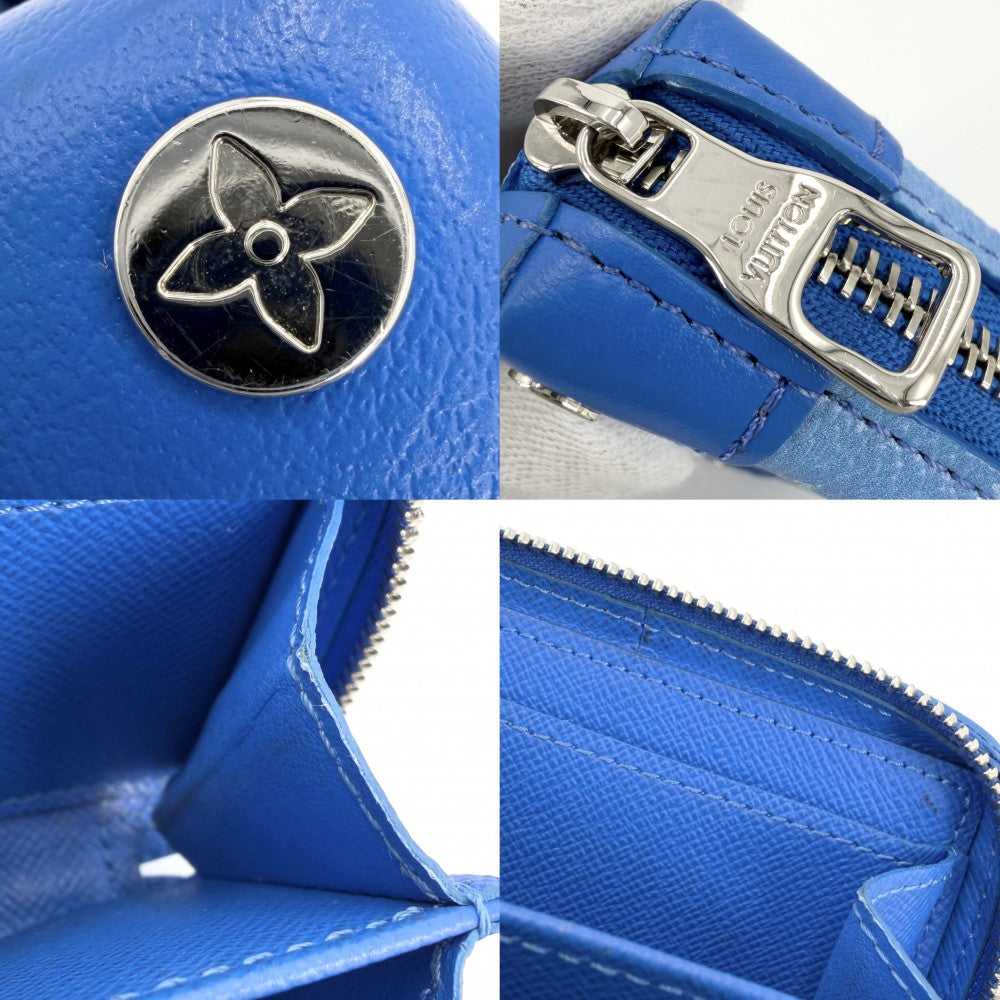 LOUIS VUITTON ルイヴィトン コインケース モノグラムクラウズ ソフトトランク ネックレスウォレット 小銭入れ 小物 M45440 ブルー 青 シルバー金具 メンズ【中古品】
