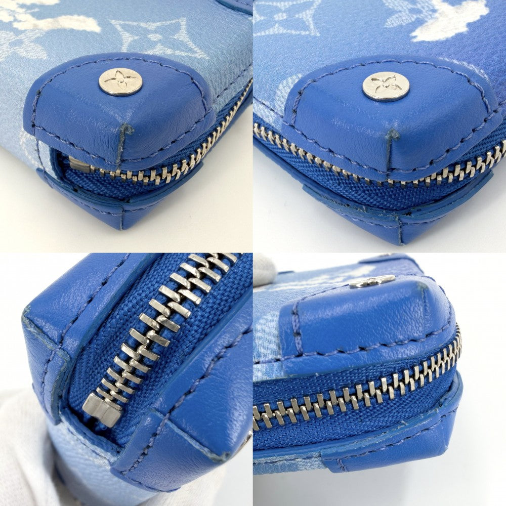 LOUIS VUITTON ルイヴィトン コインケース モノグラムクラウズ ソフトトランク ネックレスウォレット 小銭入れ 小物 M45440 ブルー 青 シルバー金具 メンズ【中古品】