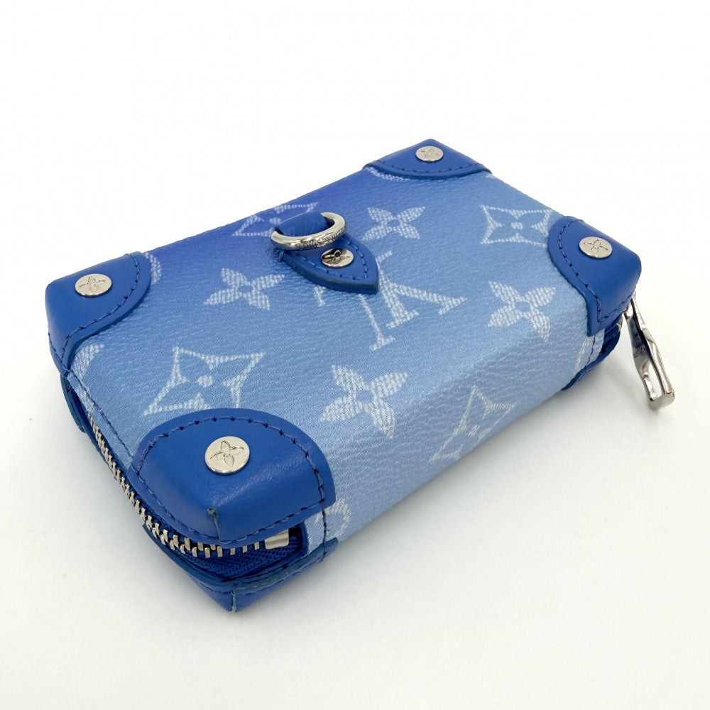 LOUIS VUITTON ルイヴィトン コインケース モノグラムクラウズ ソフトトランク ネックレスウォレット 小銭入れ 小物 M45440 ブルー 青 シルバー金具 メンズ【中古品】
