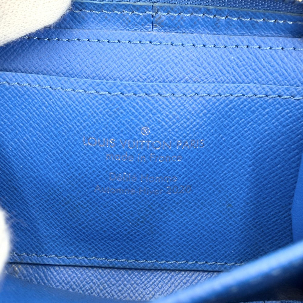 LOUIS VUITTON ルイヴィトン コインケース モノグラムクラウズ ソフトトランク ネックレスウォレット 小銭入れ 小物 M45440 ブルー 青 シルバー金具 メンズ【中古品】