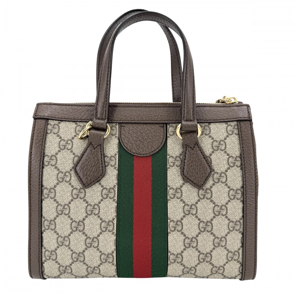 GUCCI グッチ 2WAY オフィディア スモールトートバッグ ハンドバッグ ショルダーバッグ 547551 GGスプリームキャンバス レザー ベージュ ブラウン 茶 ゴールド金具 レディース【中古品】