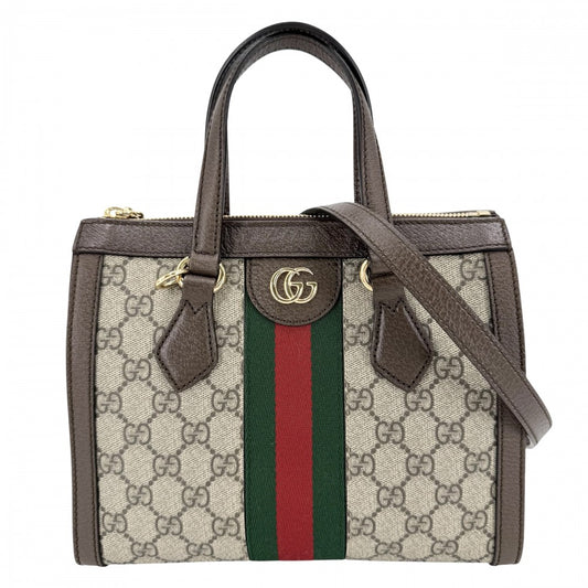 GUCCI グッチ 2WAY オフィディア スモールトートバッグ ハンドバッグ ショルダーバッグ 547551 GGスプリームキャンバス レザー ベージュ ブラウン 茶 ゴールド金具 レディース【中古品】
