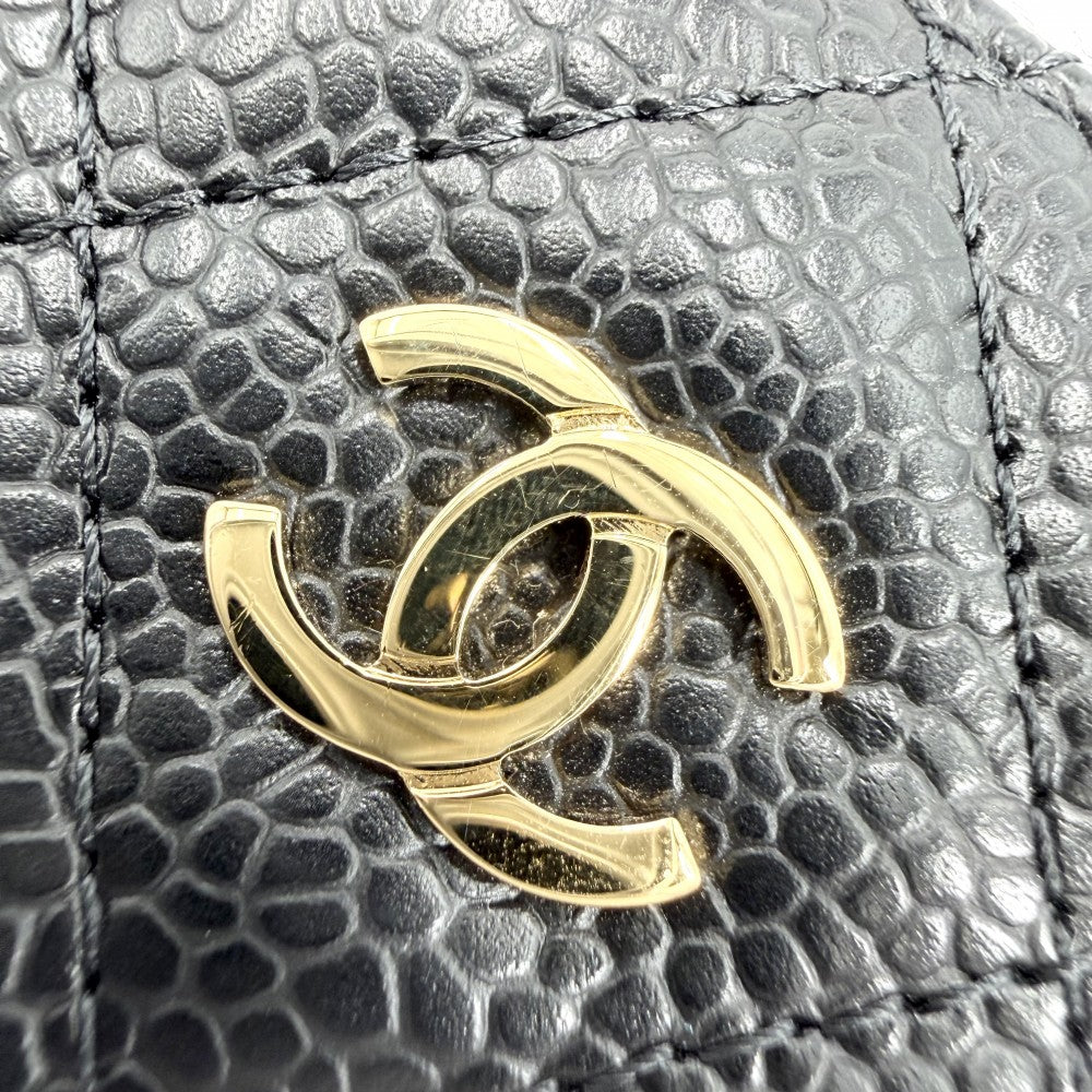CHANEL シャネル コインケース マトラッセ クラシック ジップ カードケース ココマーク 小銭入れ 小物 キャビアスキン ブラック 黒 ゴールド金具 レディース【中古品】