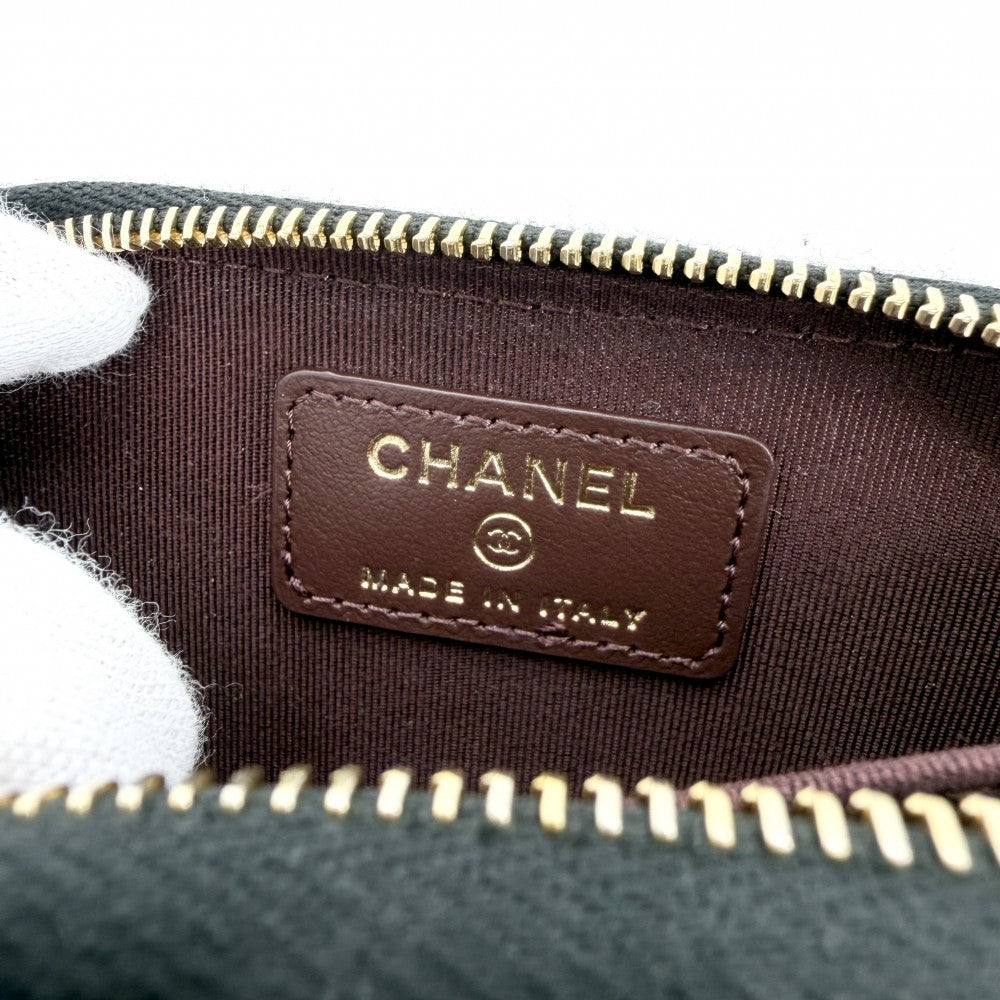 CHANEL シャネル コインケース マトラッセ クラシック ジップ カードケース ココマーク 小銭入れ 小物 キャビアスキン ブラック 黒 ゴールド金具 レディース【中古品】