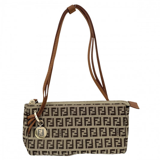 FENDI フェンディ ハンドバッグ ズッキーノ ミニバッグ 8BR513 キャンバス レザー ブラウン 茶 ベージュ ゴールド金具 レディース【中古品】