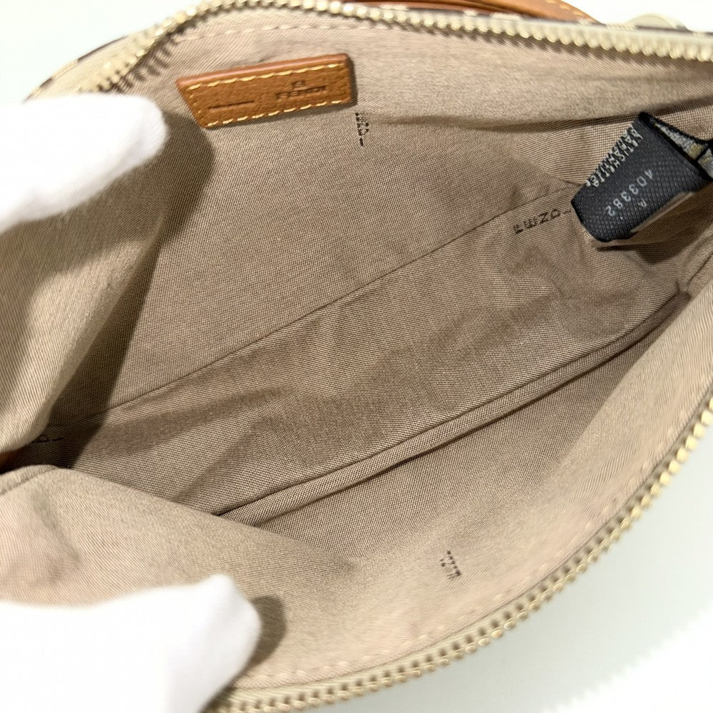 FENDI フェンディ ハンドバッグ ズッキーノ ミニバッグ 8BR513 キャンバス レザー ブラウン 茶 ベージュ ゴールド金具 レディース【中古品】