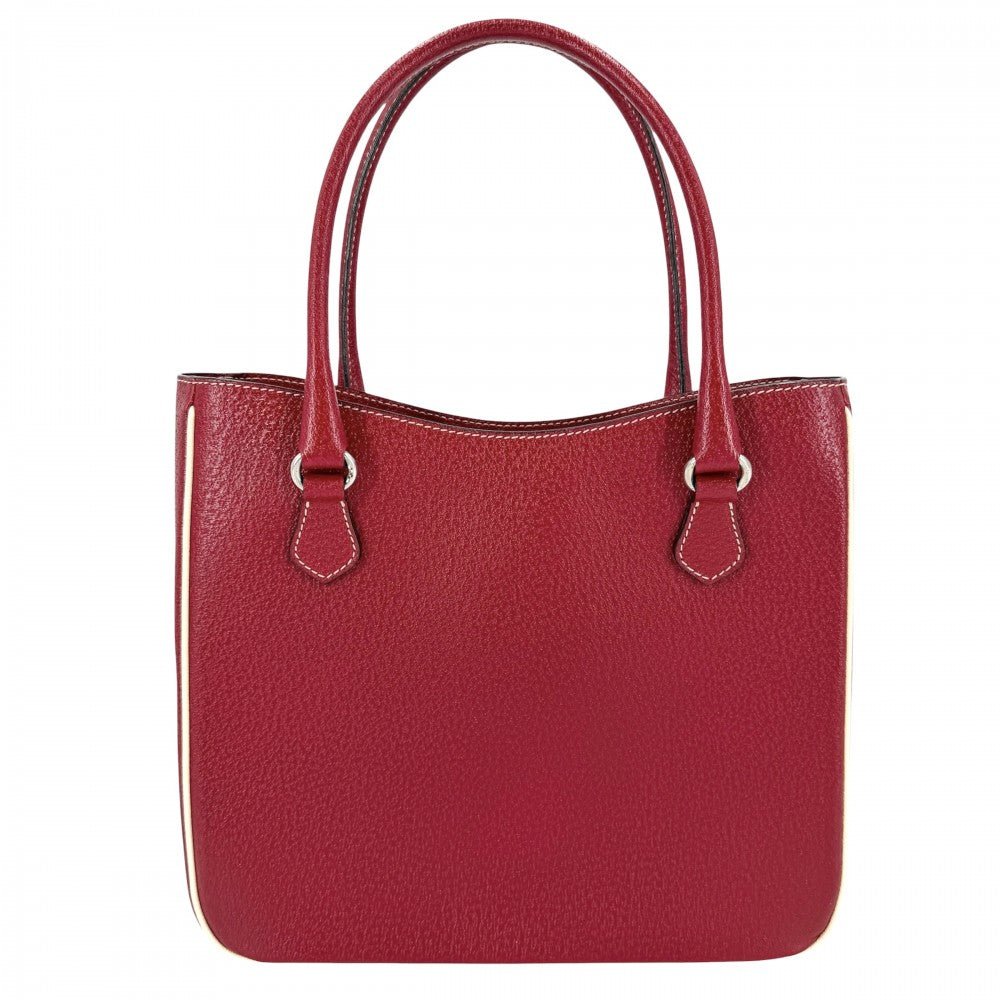 PRADA プラダ ハンドバッグ トライアングルロゴ トートバッグ レザー レッド 赤 シルバー金具 レディース【中古品】