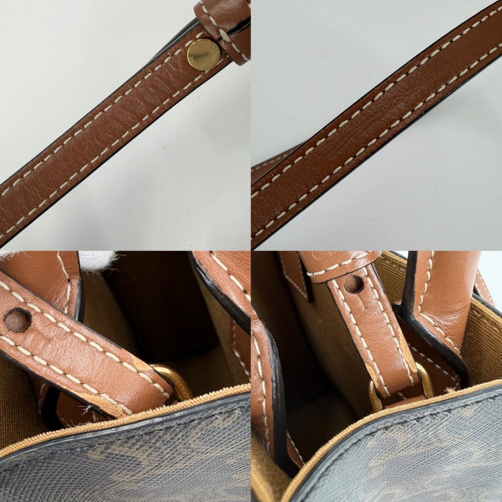 CELINE セリーヌ 2WAY ミニ バーティカルカバ ショルダーバッグ ハンドバッグ ロゴ タン 194372BZK.04LU レザー コーティングキャンバス ブラウン 茶 ゴールド金具 レディース【中古品】