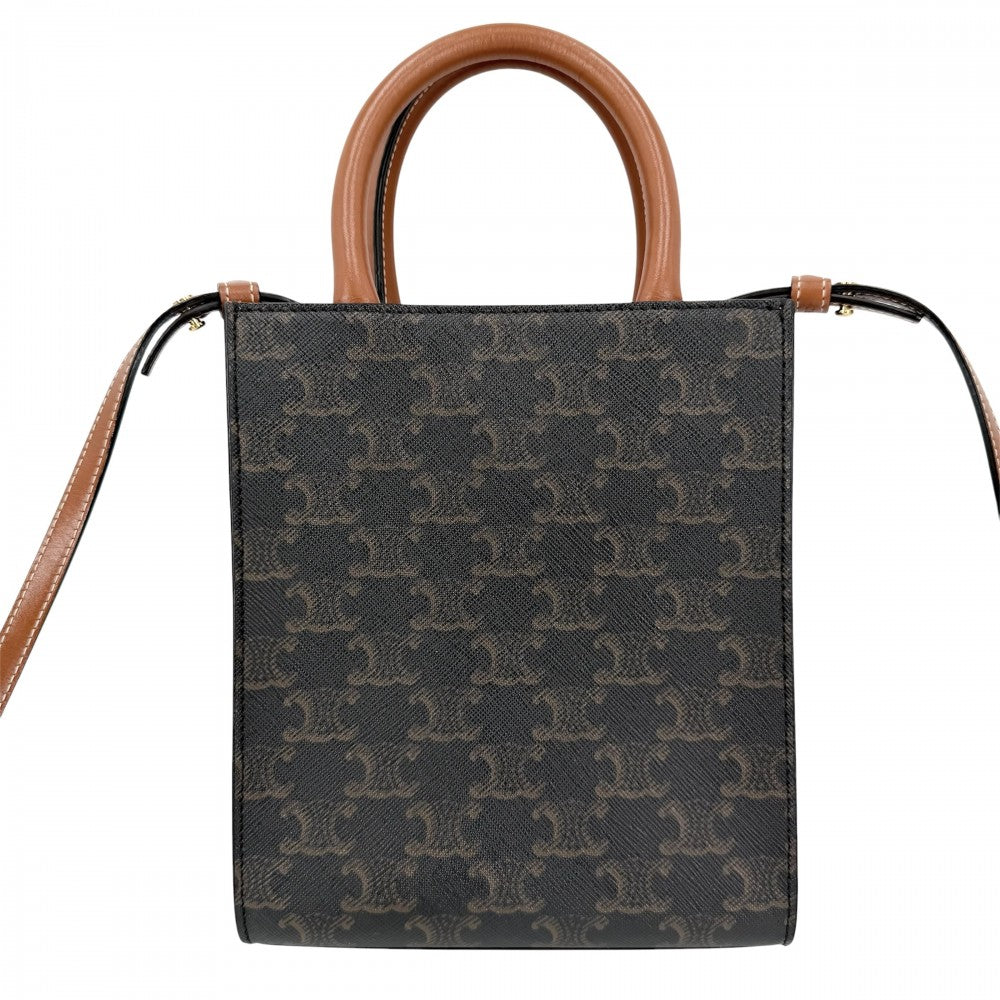 CELINE セリーヌ 2WAY ミニ バーティカルカバ ショルダーバッグ ハンドバッグ ロゴ タン 194372BZK.04LU レザー コーティングキャンバス ブラウン 茶 ゴールド金具 レディース【中古品】
