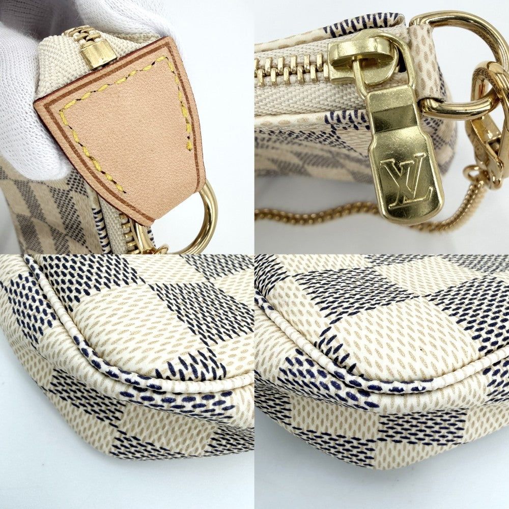LOUIS VUITTON ルイヴィトン ハンドバッグ ミニポシェットアクセソワール アクセサリーポーチ N58010 ダミエアズールキャンバス ホワイト 白 ゴールド金具 レディース【中古品】