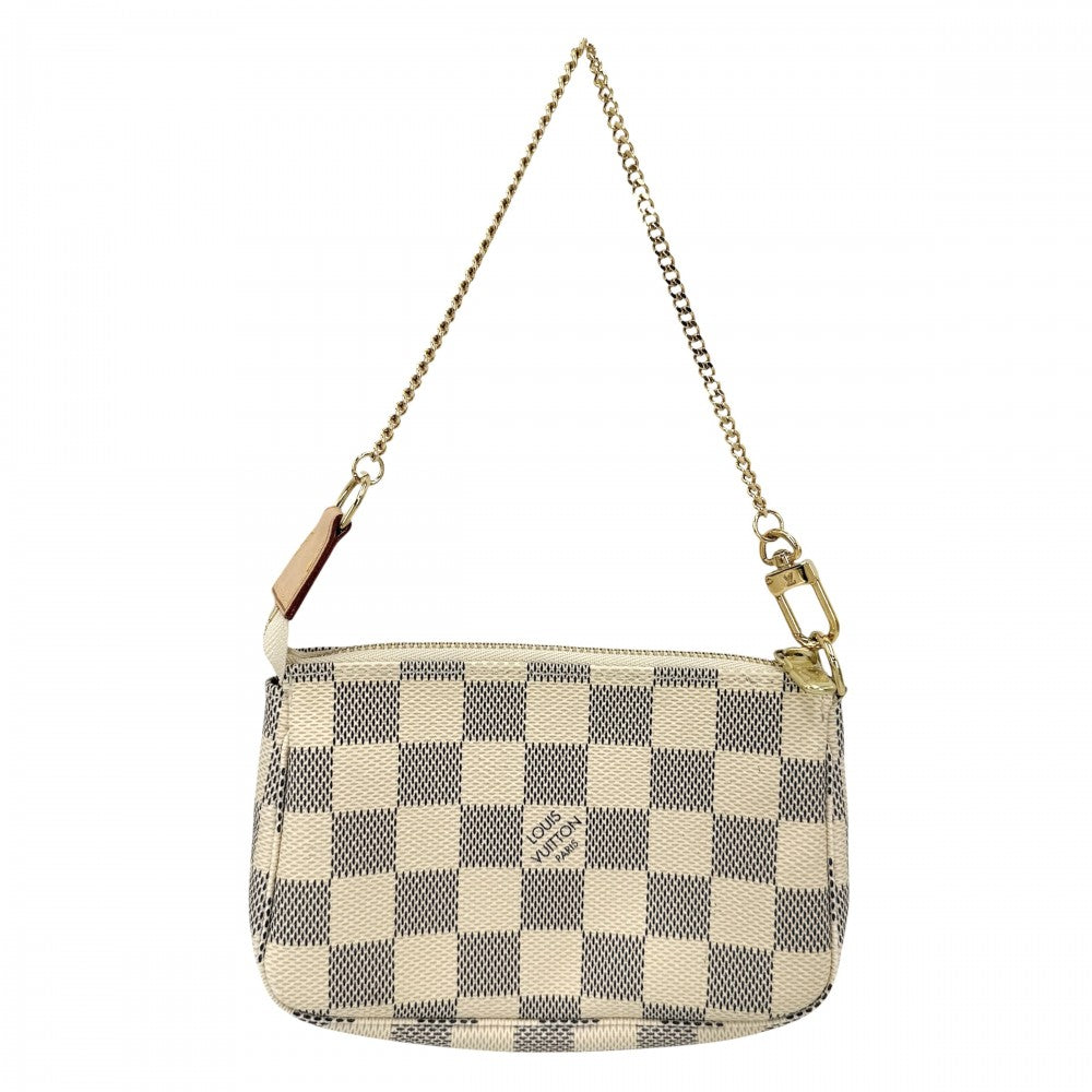 LOUIS VUITTON ルイヴィトン ハンドバッグ ミニポシェットアクセソワール アクセサリーポーチ N58010 ダミエアズールキャンバス ホワイト 白 ゴールド金具 レディース【中古品】