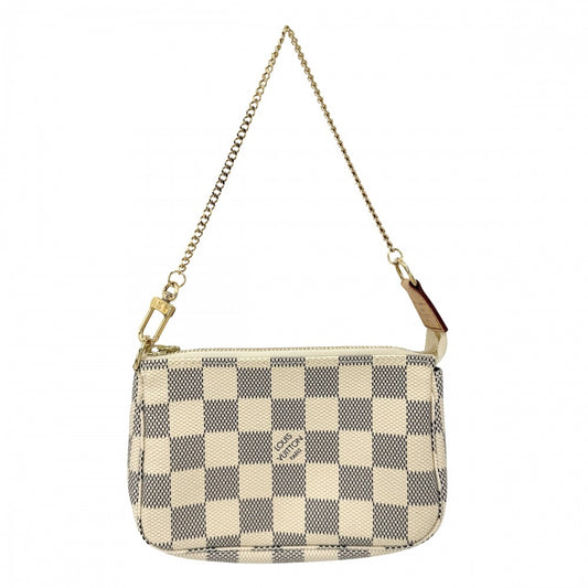 LOUIS VUITTON ルイヴィトン ハンドバッグ ミニポシェットアクセソワール アクセサリーポーチ N58010 ダミエアズールキャンバス ホワイト 白 ゴールド金具 レディース【中古品】