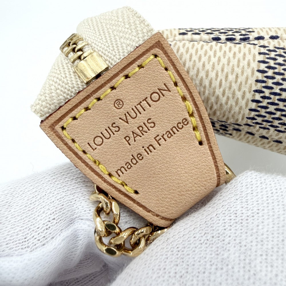 LOUIS VUITTON ルイヴィトン ハンドバッグ ミニポシェットアクセソワール アクセサリーポーチ N58010 ダミエアズールキャンバス ホワイト 白 ゴールド金具 レディース【中古品】