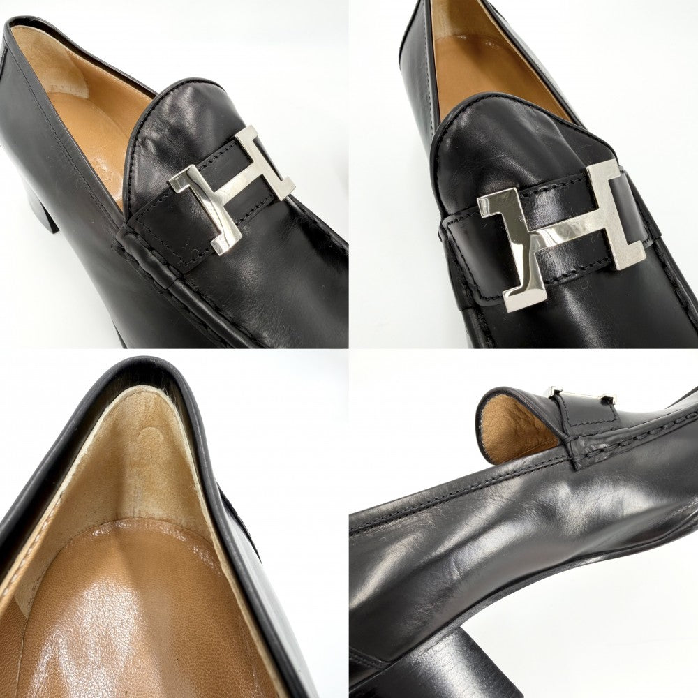 HERMES エルメス パンプス コンスタンス ローファー ヒール シューズ 靴 37サイズ 約24cm レザー ブラック 黒 シルバー金具 レディース【中古品】