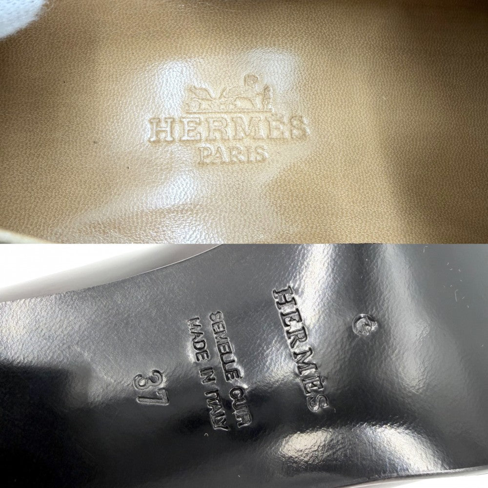 HERMES エルメス パンプス コンスタンス ローファー ヒール シューズ 靴 37サイズ 約24cm レザー ブラック 黒 シルバー金具 レディース【中古品】