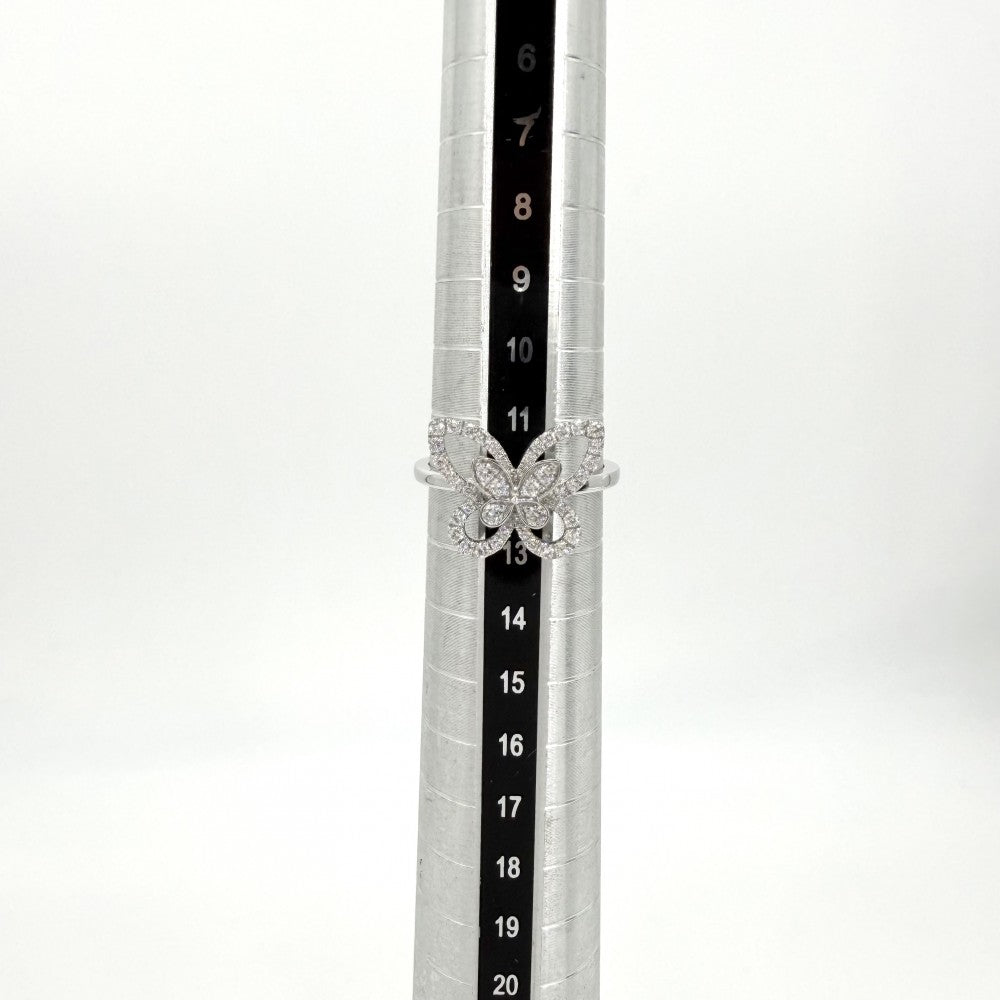 GRAFF グラフ 指輪 バタフライ シルエット ミニリング ジュエリー アクセサリー 18金WG Au750 K18ホワイトゴールド ダイヤモンド0.40ct 約12号 レディース 約3.1g【中古品】
