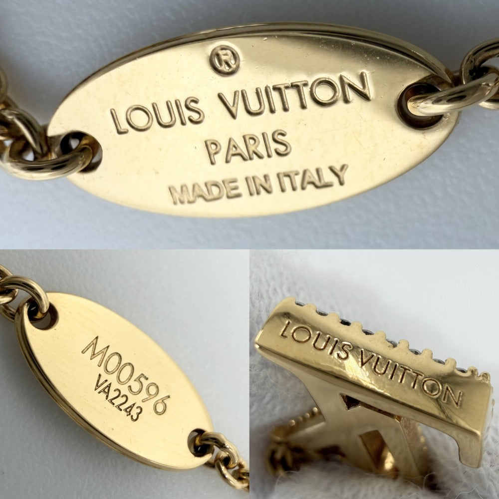 LOUIS VUITTON ルイヴィトン ネックレス LV アイコニック アクセサリー ペンダント ラインストーン M00596 ゴールド レディース 約6.7g【中古品】