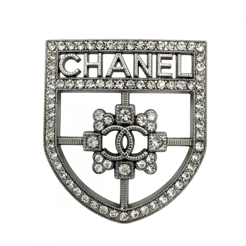 CHANEL シャネル ブローチ エンブレム ココマーク アクセサリー ラインストーン D21K シルバー レディース 約10.6g 2021年【中古品】