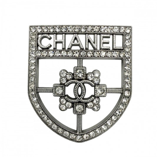 CHANEL シャネル ブローチ エンブレム ココマーク アクセサリー ラインストーン D21K シルバー レディース 約10.6g 2021年【中古品】