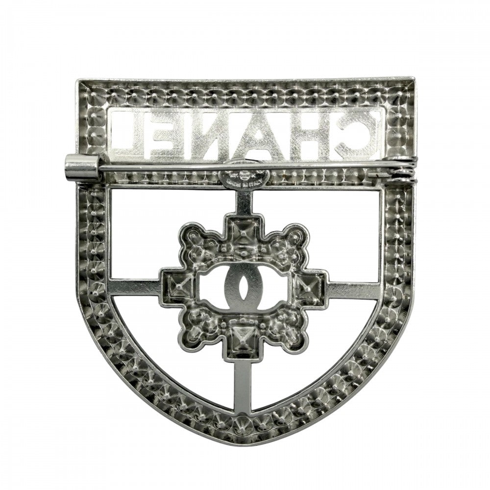 CHANEL シャネル ブローチ エンブレム ココマーク アクセサリー ラインストーン D21K シルバー レディース 約10.6g 2021年【中古品】