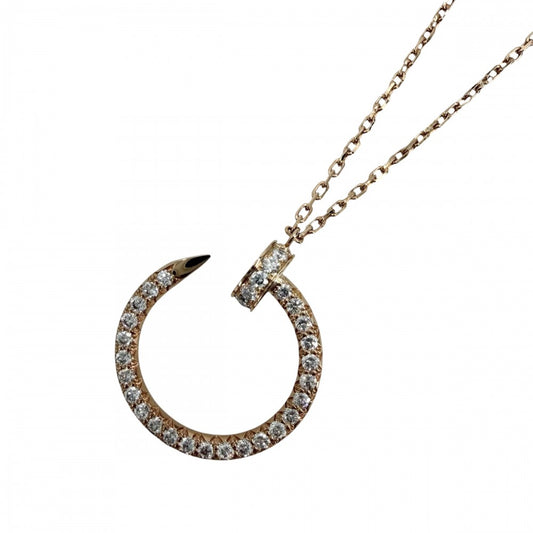 CARTIER カルティエ ネックレス ジュストアンクル ペンダント ジュエリー 釘 18金PG Au750 アクセサリー K18ピンクゴールド ダイヤモンド レディース 約5.5g【中古品】
