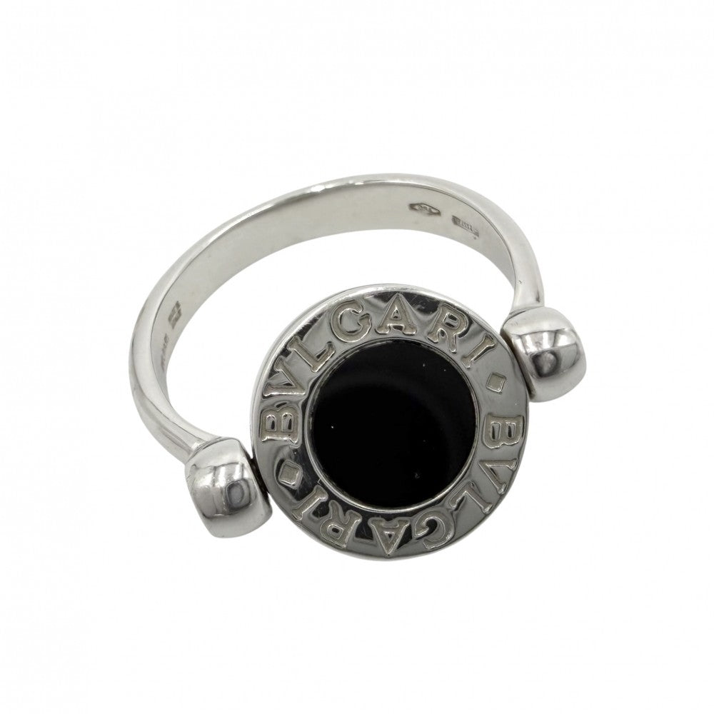 BVLGARI ブルガリ 指輪 ブルガリブルガリ フリップ リング ジュエリー アクセサリー K18ホワイトゴールド オニキス 約4.5号 シルバー ブラック 黒 レディース 約5.2g【中古品】