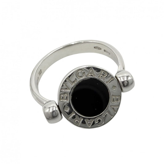 BVLGARI ブルガリ 指輪 ブルガリブルガリ フリップ リング ジュエリー アクセサリー K18ホワイトゴールド オニキス 約4.5号 シルバー ブラック 黒 レディース 約5.2g【中古品】