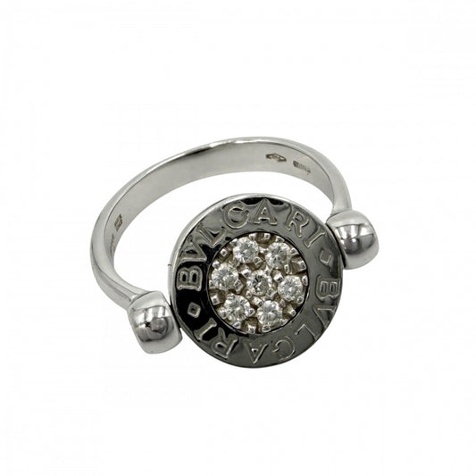 BVLGARI ブルガリ 指輪 ブルガリブルガリ フリップ リング ジュエリー アクセサリー K18ホワイトゴールド オニキス 約4.5号 シルバー ブラック 黒 レディース 約5.2g【中古品】