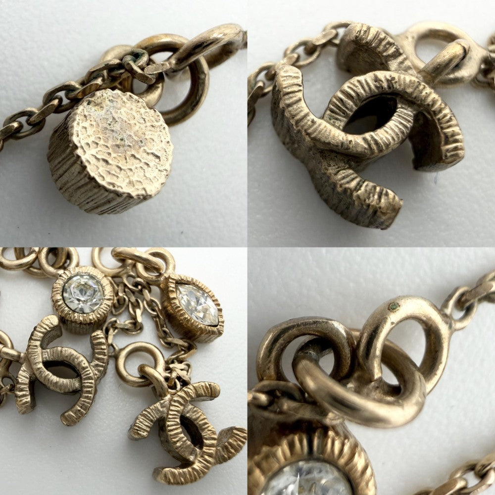 CHANEL シャネル ブレスレット ココマーク ココ チェーン アクセサリー GP ラインストーン 10A レディース 約3.9g 2010年【中古品】